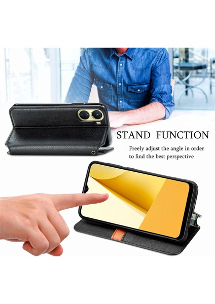 Vivo Y16 4g Pu Deri Telefon Kılıfı, Cüzdan Stand Baskı Rhombus Manyetik Shock Anti-Phone Cover (Yurt Dışından)