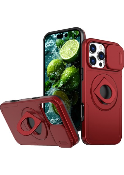 iPhone 16 Pro Max Manyetik Kickstand Slayt Lens Kapağı Tpu+Pc Telefon Kabuğu (Yurt Dışından)