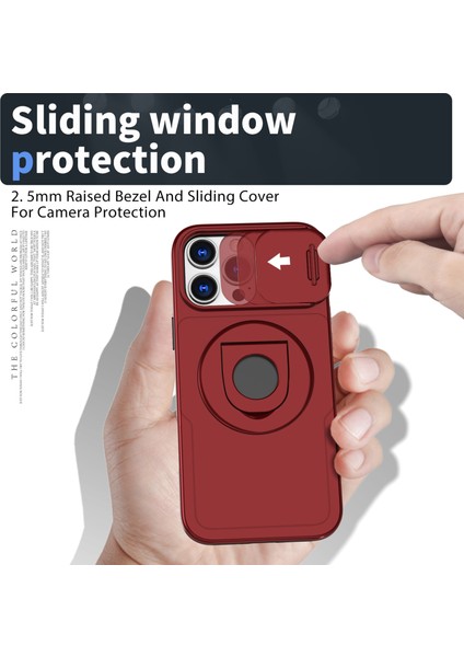 iPhone 16 Pro Max Manyetik Kickstand Slayt Lens Kapağı Tpu+Pc Telefon Kabuğu (Yurt Dışından)