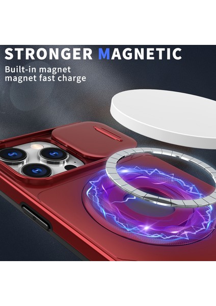 iPhone 16 Pro Max Manyetik Kickstand Slayt Lens Kapağı Tpu+Pc Telefon Kabuğu (Yurt Dışından)