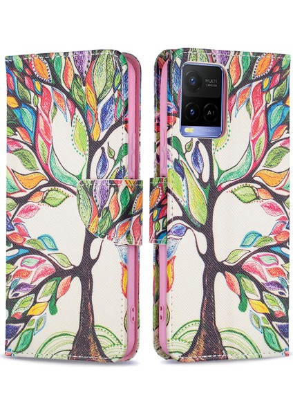 Vivo Y21 Pu Deri Telefon Kılıfı Standı Kitap Tasarımı (Yurt Dışından)