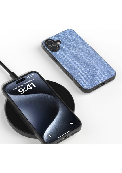 iPhone 16 Plus Yapay Doku Pu+Pc+Tpu Telefon Kapağı Siyah Kenar (Yurt Dışından) modelleri