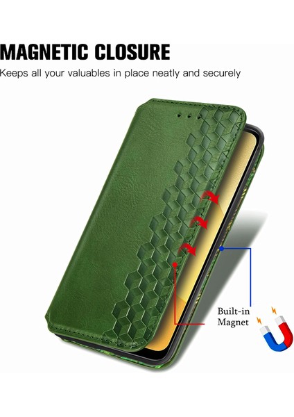 Vivo Y16 4g Pu Deri Telefon Kılıfı, Cüzdan Stand Baskı Rhombus Manyetik Shock Anti-Phone Cover (Yurt Dışından)