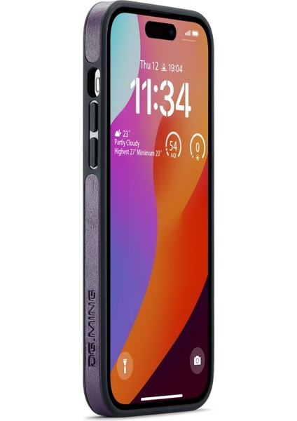 iPhone 16 Pro Max Düşme Önleyici Deri Kaplamalı Pc+Tpu Telefon Arka Kapağı (Yurt Dışından)