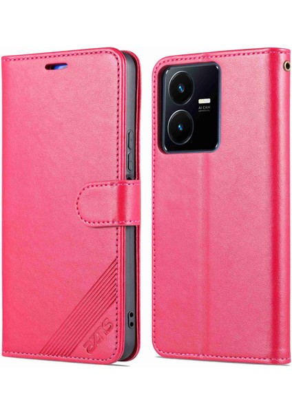 Vivo Y22S 4g / Y22 4g / Y35 4g (2022) Dokulu Pu Deri + Tpu Kılıf Tam Koruma Manyetik Toka Telefon Kapak Standı (Yurt Dışından)