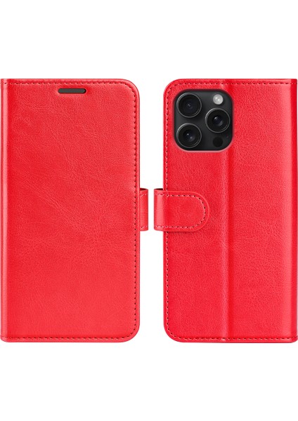 iPhone 16 Pro Max Manyetik Kapatma Crazy Horse Dokulu Deri Telefon Kılıfı (Yurt Dışından)