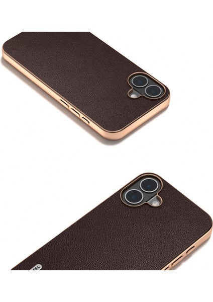 iPhone 16 Elektro Kaplama Hakiki Inek Deri Pc Telefon Kapağı (Yurt Dışından)