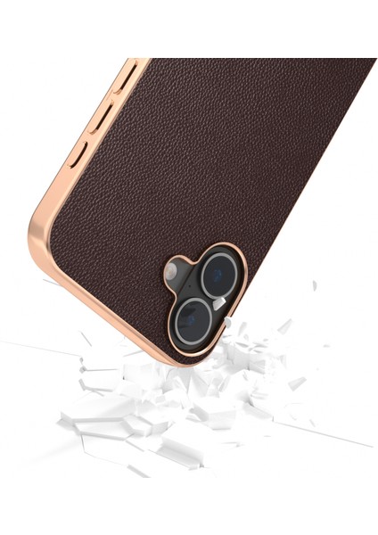 iPhone 16 Elektro Kaplama Hakiki Inek Deri Pc Telefon Kapağı (Yurt Dışından)