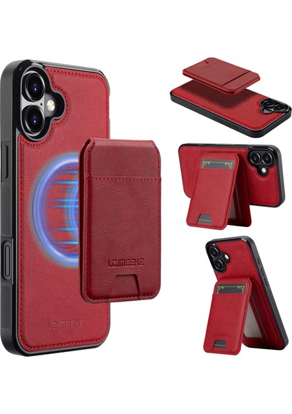 iPhone 16 Plus Manyetik Çıkarılabilir Kart Tutucu Deri+Tpu Kapak (Yurt Dışından)