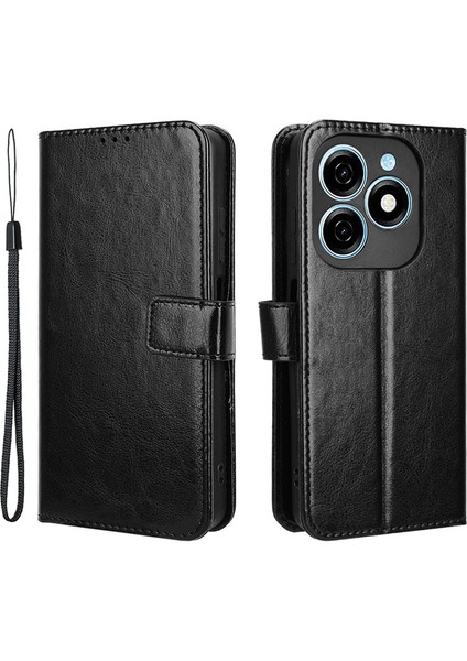 Tecno Spark 20 Çizilmez Deri Crazy Horse Doku Telefon Standı Kapağı (Yurt Dışından)