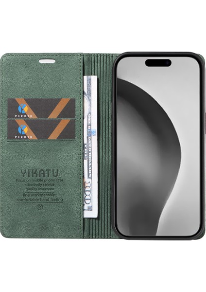 iPhone 16 Pro Max Skin Feel Deri Cüzdan Telefon Kılıfı (Yurt Dışından)