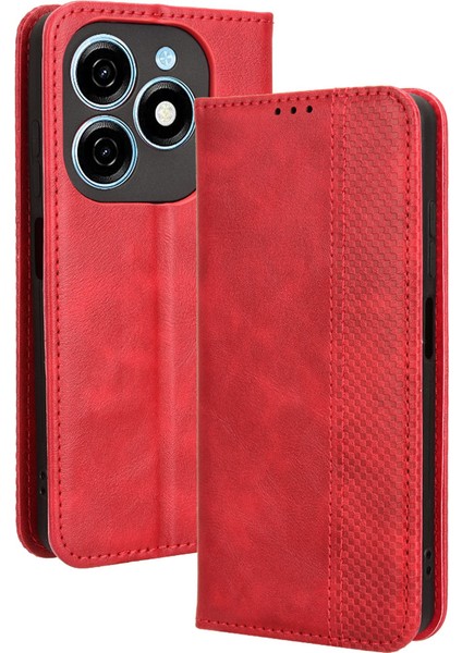 Tecno Spark 20 Künye Retro Pu Deri Standı Cüzdan Kapağı (Yurt Dışından)