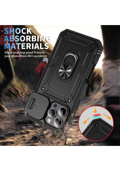 iPhone 16 Pro Kayar Kamera Kapak Halkası Kickstand Pc+Tpu Telefon Kabuğu (Yurt Dışından) fırsatları