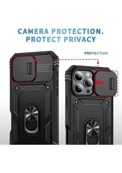 iPhone 16 Pro Kayar Kamera Kapak Halkası Kickstand Pc+Tpu Telefon Kabuğu (Yurt Dışından) indirimleri