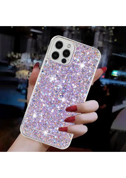 iPhone 16 Pro Max Tpu Düşme Koruması Epoksi Parıltılı Payetler Telefon Kapağı (Yurt Dışından)