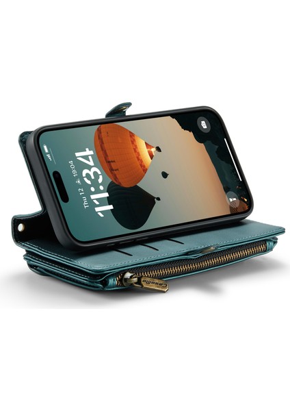 iPhone 16 7 Kart Yuvalı Crossbody Deri Telefon Çantası (Yurt Dışından)