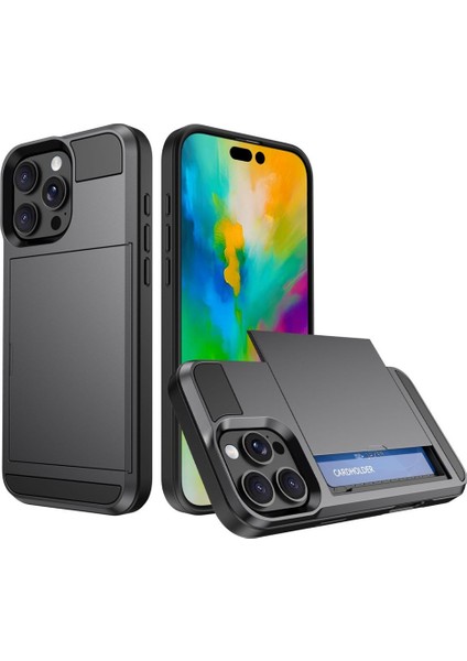 iPhone 16 Pro Max Pc+Tpu Telefon Arka Kapağı ve Sürgülü Kart Tutucu (Yurt Dışından)