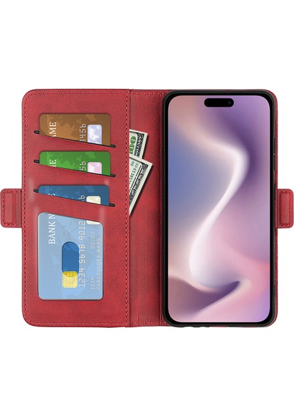 iPhone 16 Pro Deri Cüzdan Folyosu Kapaklı Koruyucu Telefon Kapağı (Yurt Dışından) fırsatları