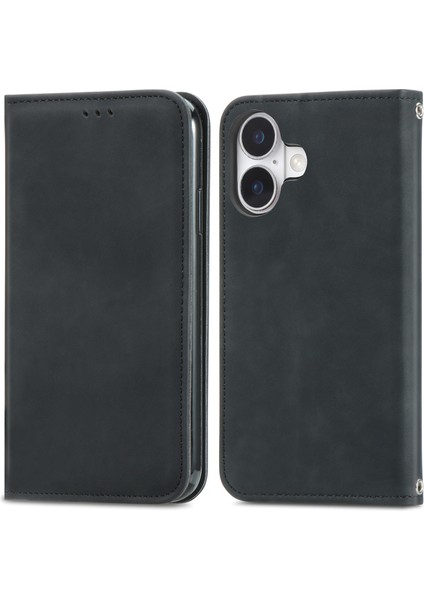 iPhone 16 Plus Cilt Dokunma Duygusu Deri Cüzdan Telefon Kılıfı (Yurt Dışından)