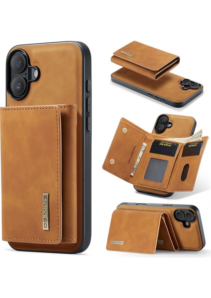 iPhone 16 Plus Çıkarılabilir Cüzdanlı Kickstand Pu Telefon Kılıfı (Yurt Dışından)