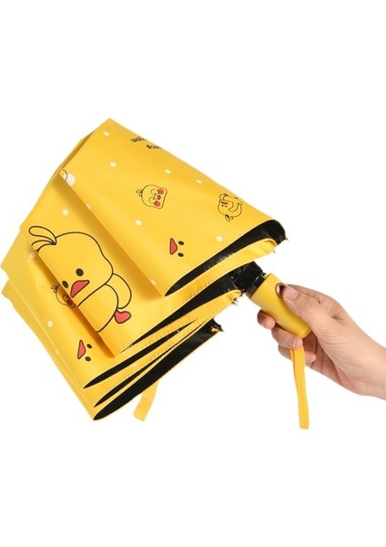 Küçük Sarı Ördek Güneşli Şemsiye Çift Amaçlı Katlanır Şemsiye Anti-Ultraviyole Şemsiye Takviyeli Kalınlaştırılmış Şemsiye Öğrenci Kadın Güneşlik (Yurt Dışından) modelleri