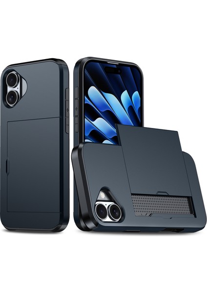 iPhone 16 Çift Katmanlı Tpu + Sürgülü Kart Yuvalı Pc Telefon Kapağı (Yurt Dışından)