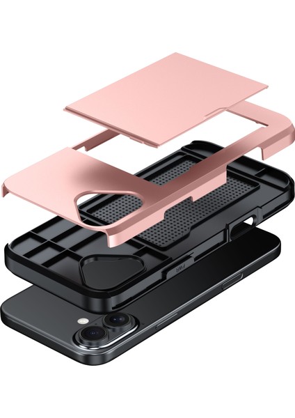 iPhone 16 Çift Katmanlı Tpu + Sürgülü Kart Yuvalı Pc Telefon Kapağı (Yurt Dışından)