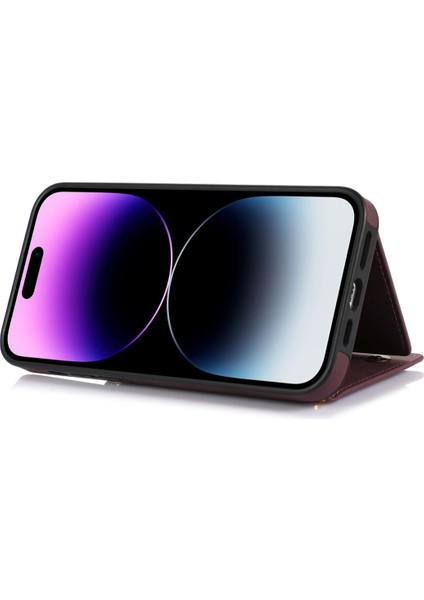 iPhone 16 Pro Max Kordonlu Tpu Deri Cüzdan Telefon Kılıfı (Yurt Dışından)