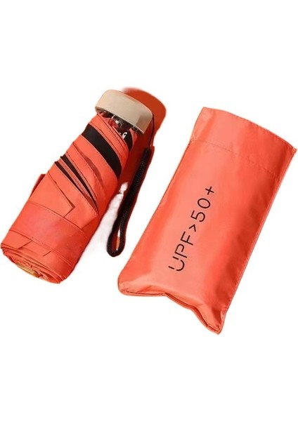 Güneş Şemsiyesi Süper Güçlü Güneş Koruması ve Uv Koruması Kompakt Katlanır Kadın Güneşli ve Yağmurlu Çift Kullanımlı Şemsiye Siyah Plastik Şemsiye UPF50+ (Yurt Dışından)
