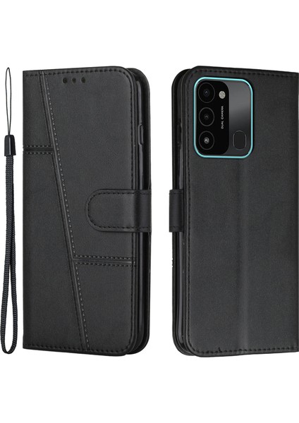 Tecno Spark Go 2022 / Spark 8c 4g Standlı Flip Telefon Cüzdan Kılıfı Askılı (Yurt Dışından)