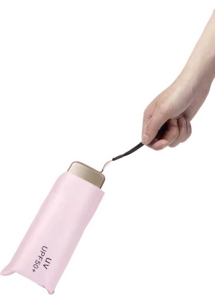 Güneş Şemsiyesi Süper Güçlü Güneş Koruması ve Uv Koruması Kompakt Katlanır Kadın Güneşli ve Yağmurlu Çift Kullanımlı Şemsiye Siyah Plastik Şemsiye UPF50+ (Yurt Dışından)