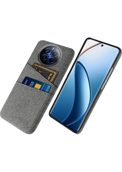 Realme 12 Pro/12 Pro Plus 5g Kılıf Kumaş Dokusu Çift Kart Tutuculu Çizilmeye Dayanıklı Telefon Kabuğu (Yurt Dışından)