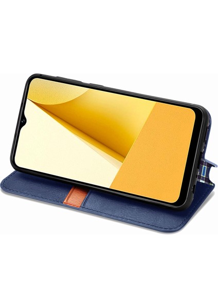 Vivo Y16 4g Pu Deri Telefon Kılıfı, Cüzdan Stand Baskı Rhombus Manyetik Shock Anti-Phone Cover (Yurt Dışından)