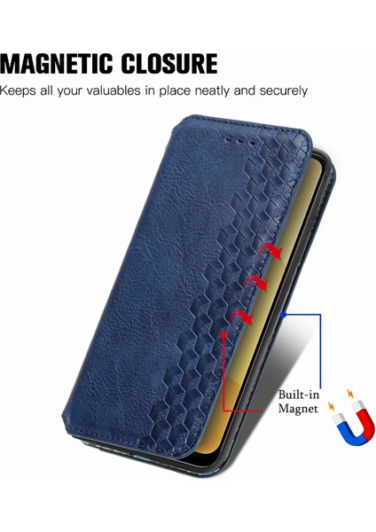 Vivo Y16 4g Pu Deri Telefon Kılıfı, Cüzdan Stand Baskı Rhombus Manyetik Shock Anti-Phone Cover (Yurt Dışından)