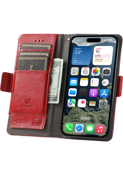iPhone 16 Plus Standı Cüzdan Ekleme Pu Deri Kapak (Yurt Dışından)