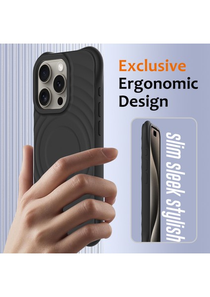 iPhone 16 Pro Dalgalanma Dokulu Sıvı Silikon Koruyucu Kılıf Magsafe ile Uyumlu Askılı (Yurt Dışından) modelleri