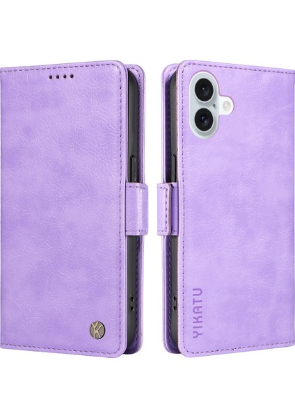 iPhone 16 Plus Litchi Doku Cüzdan Pu Deri Flip Telefon Kapağı (Yurt Dışından)
