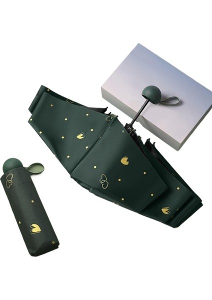 Yaz Küçük Taze Şemsiye Katlanır Şemsiye Kadın Güneşli ve Yağmurlu Çift Amaçlı Şemsiye Siyah Plastik Güneş Şemsiyesi (Yurt Dışından)