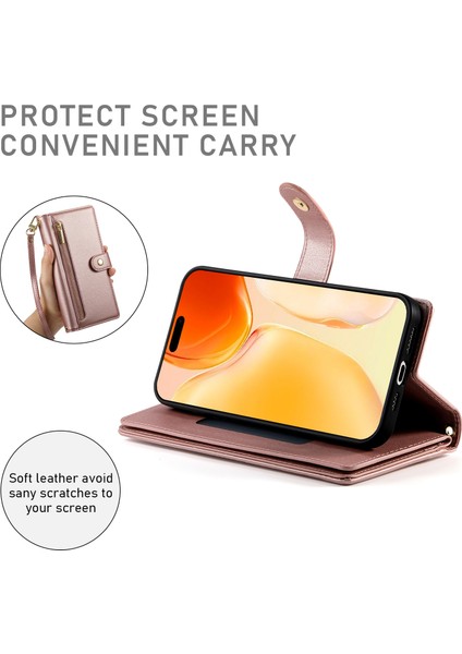 iPhone 16 Plus Fermuarlı Cep Deri Cüzdan Telefon Kılıfı Askılı (Yurt Dışından) fırsatları