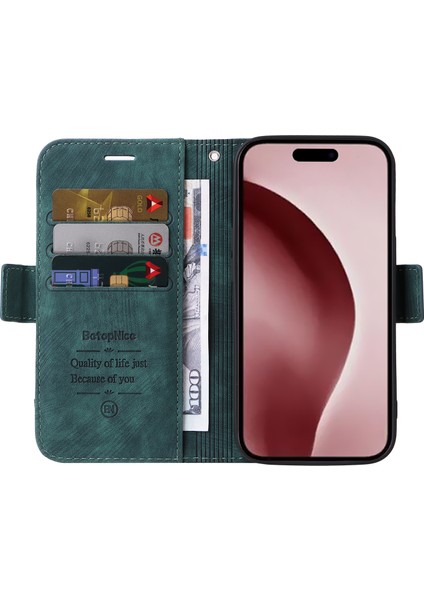 iPhone 16 Pro Deri Kapaklı Telefon Kılıfı (Yurt Dışından)