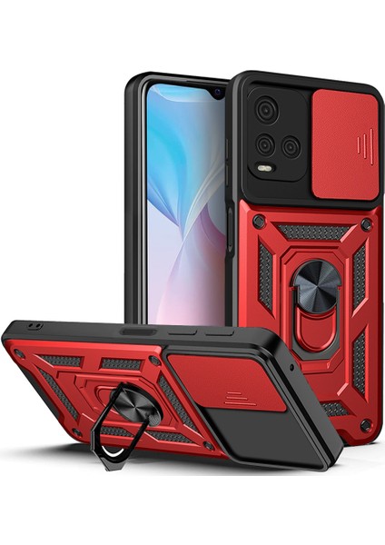 Vivo Y21S Telefon Kılıfı Için Kamera Slayt Kapak Pc + Tpu Anti-Düşme Hibrid Koruyucu Kabuk (Yurt Dışından)