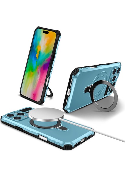 iPhone 16 Pro Pc+Tpu Telefon Kapak Halkası Destek Çubuğu Magsafe ile Uyumlu (Yurt Dışından)