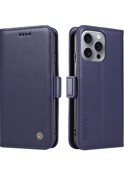 iPhone 16 Pro Max Pu Deri Folyo Çevirmeli Telefon Kapağı (Yurt Dışından)