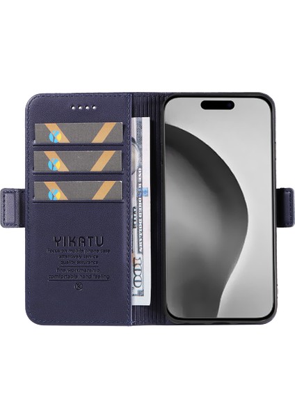 iPhone 16 Pro Max Pu Deri Folyo Çevirmeli Telefon Kapağı (Yurt Dışından)