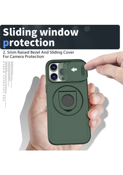 iPhone 16 Pro Max Manyetik Kickstand Slayt Lens Kapağı Tpu+Pc Telefon Kabuğu (Yurt Dışından)