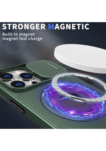 iPhone 16 Pro Max Manyetik Kickstand Slayt Lens Kapağı Tpu+Pc Telefon Kabuğu (Yurt Dışından)