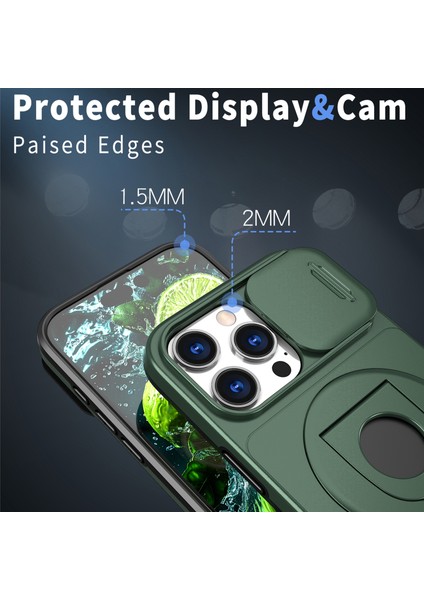 iPhone 16 Pro Max Manyetik Kickstand Slayt Lens Kapağı Tpu+Pc Telefon Kabuğu (Yurt Dışından)