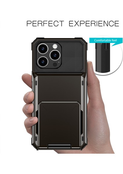 iPhone 16 Pro Pc+Tpu Çift Katmanlı Arka Kılıf, Kart Tutuculu (Yurt Dışından) fırsatları