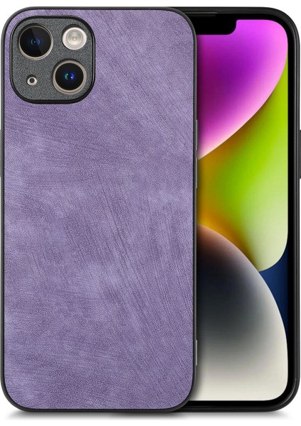 iPhone 14 Plus Darbeye Dayanıklı Ince Retro Deri Telefon Arka Kapağı (Yurt Dışından)