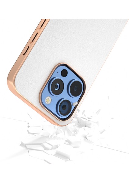 iPhone 16 Pro Max Elektro Kaplama Kenar Pu Deri Kaplamalı Tpu+Pc Telefon Kapağı (Yurt Dışından)